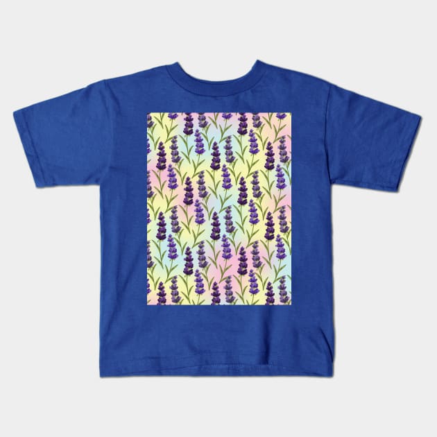 Lavender Flowers Pattern Kids T-Shirt by Designoholic